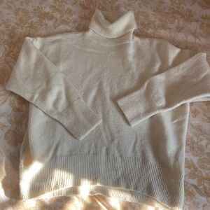 Handmade Cream Soft Wool Turtleneck Sweater